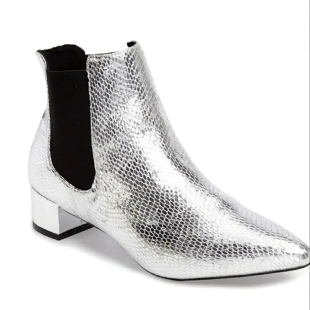 Topshop Krazy Chelsea Silver Booties Size‎ 41 Or 9.5